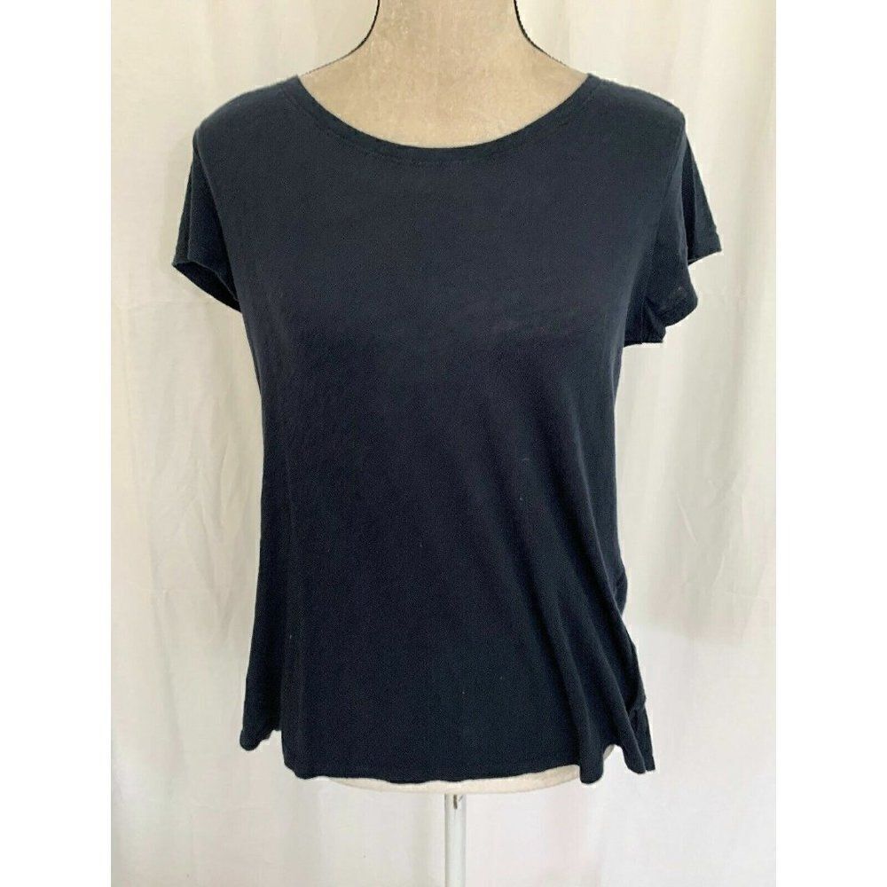 calypso st barth Womens Solid Black Crew Neck Short Sleeve Top T Shirt Xs